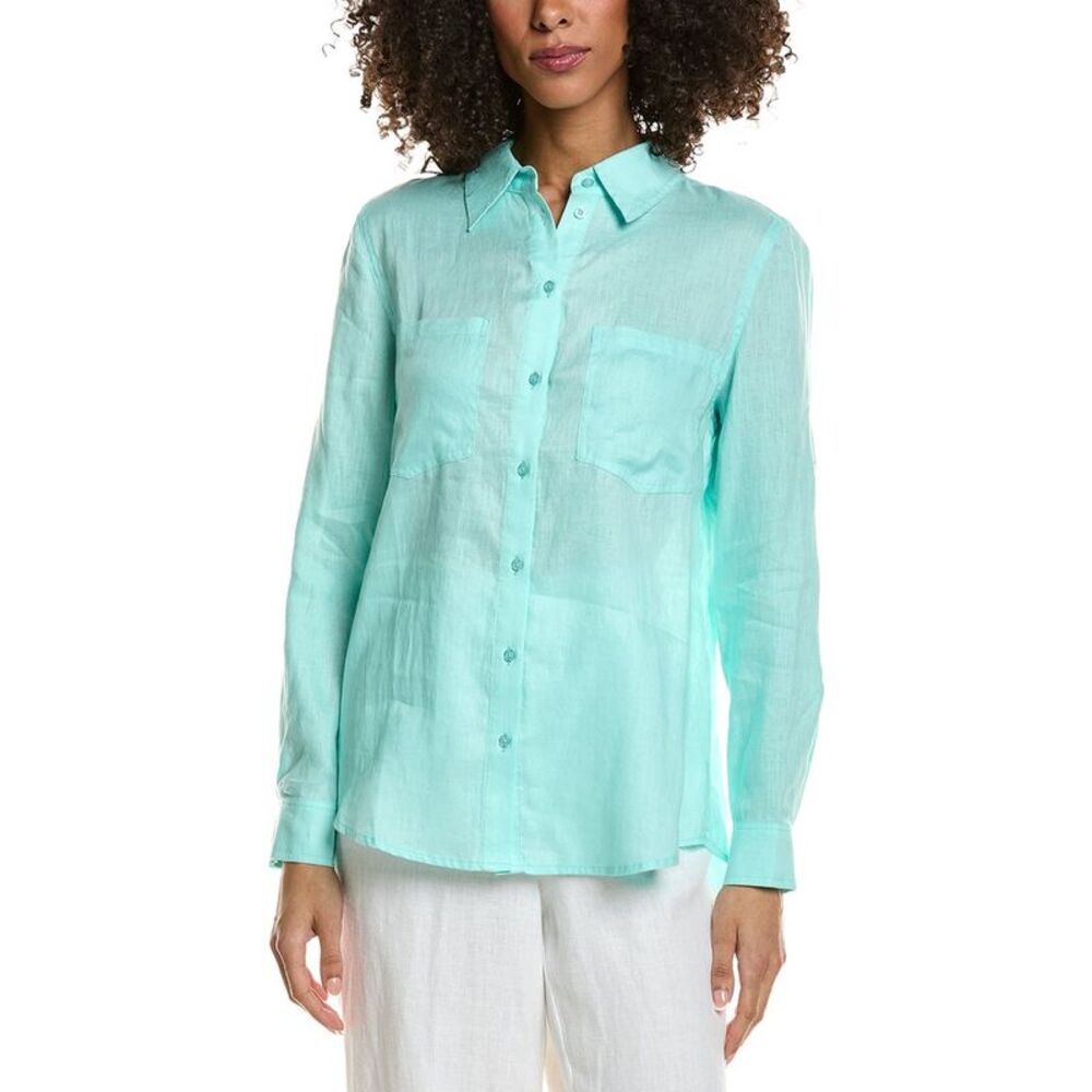 Tyler Böe Womens  Addison Linen Button Down Shirt, Blue